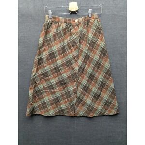 Vintage 1970s Alfred Paquette Wool Plaid Skirt School Girl Preppy 26" Waist